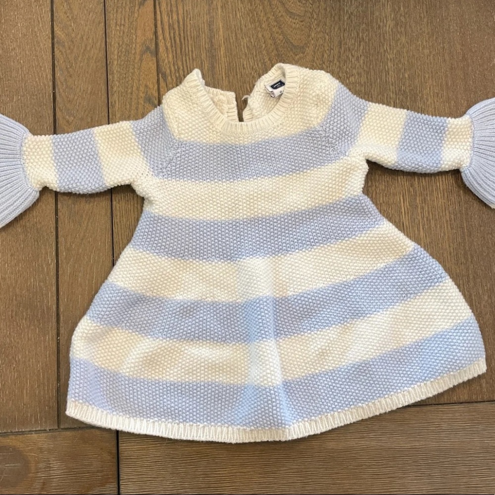 SOLD Janie and Jack Cream and Blue dress 0-3M